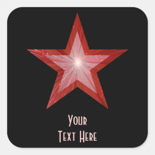 Red Star 'Your Text' square sticker black