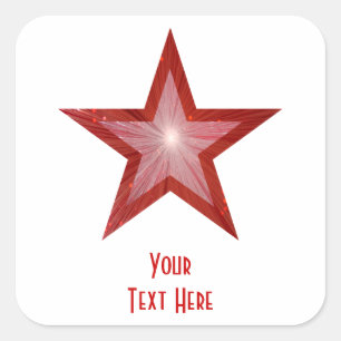 Red Star 'Your Text' square sticker white