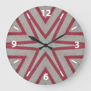 Red Starburst Pattern Large Clock