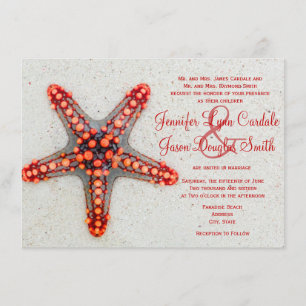 Red Starfish Beach Destination Wedding Invitations