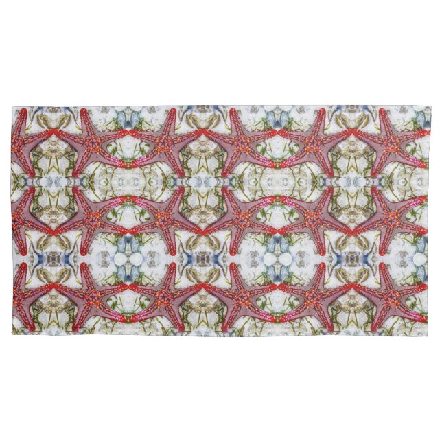 Red starfish medium pattern pillowcase (Front)