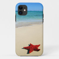 Red Starfish On White Sand Beach
