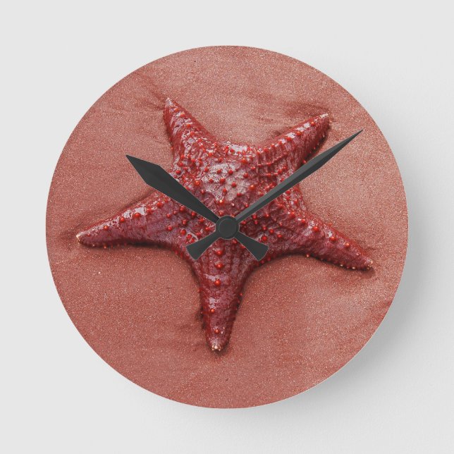 Red starfish round clock (Front)