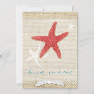 Red Starfish Rustic Beach Wedding Invitation