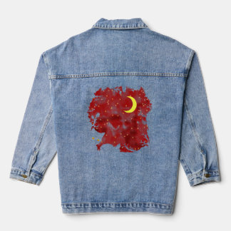 Red Starry sky a cat and the moon - sweet dreams g Denim Jacket