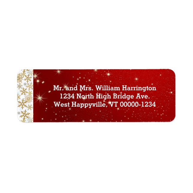 Red Stars and Snowflakes Return Address Labels (Front)