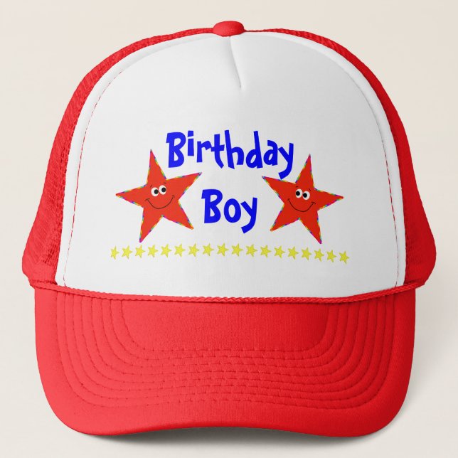 Red Stars Birthday Party Cap (Front)