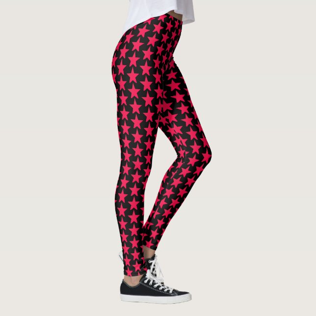 Red Stars Black Leggings (Right)