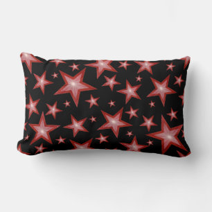 Red Stars Black printed lumbar red back Pillow