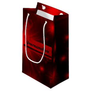 red stars in red and black personalized small gift bag