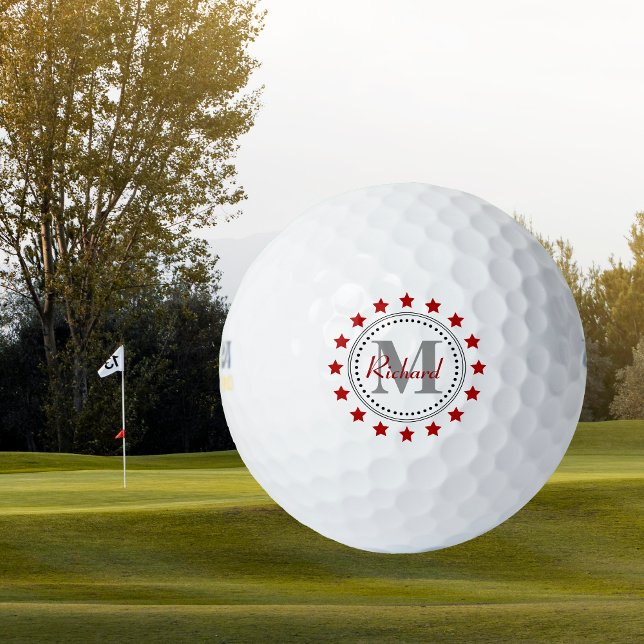 Red Stars Monogram Golf Balls (Creator Uploaded)