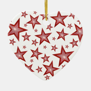 Red Stars ornament heart white