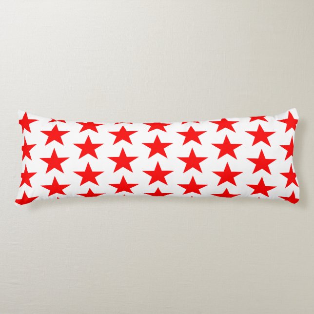 Red Stars Pattern Body Pillow (Front)