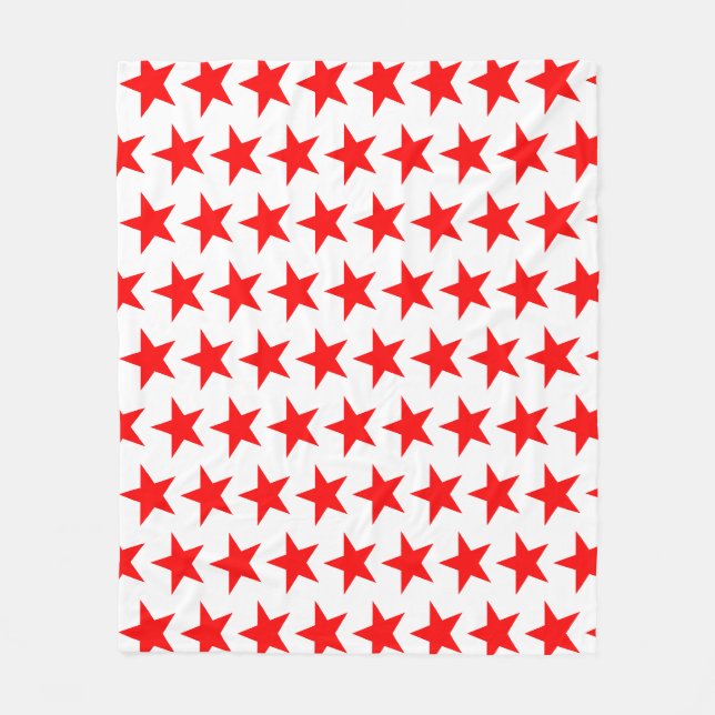 Red Stars Pattern Fleece Blanket (Front)