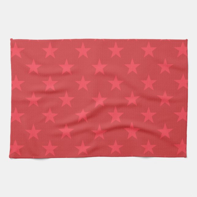 Red stars pattern kitchen towel (Horizontal)