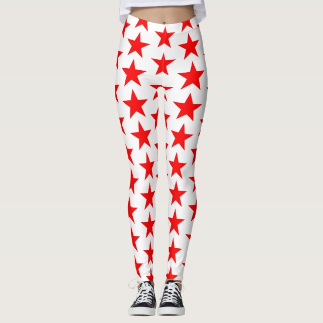 Red Stars Pattern Leggings (Front)