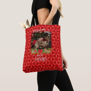 Red Stars Pattern Pet Photo Best Christmas Ever Tote Bag