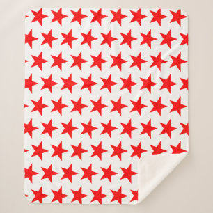 Red Stars Pattern Sherpa Blanket