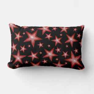 Red Stars printed lumbar black back Pillow