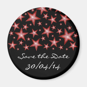 Red Stars 'Save the Date' fridge magnet black
