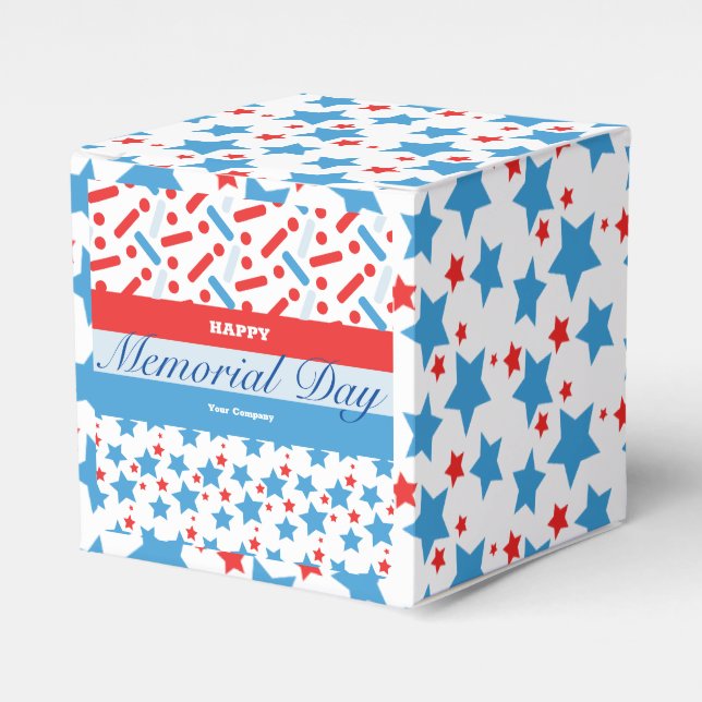 Red Stars Sprinkles Memorial Day Event Party Favor Box (Front Side)