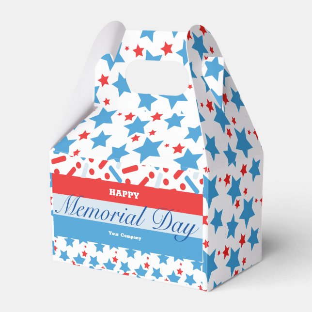 Red Stars Sprinkles Memorial Day Event Party Favor Box (Front Side)