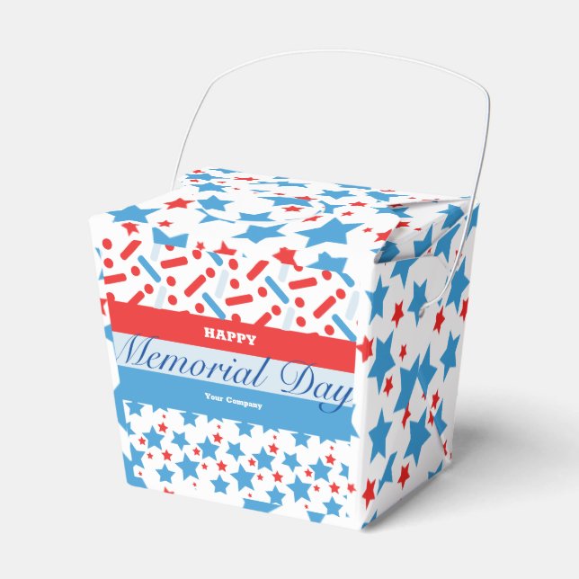 Red Stars Sprinkles Memorial Day Event Party Favor Box (Front Side)