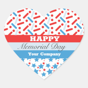 Red Stars Sprinkles Memorial Day Event Party Heart Sticker