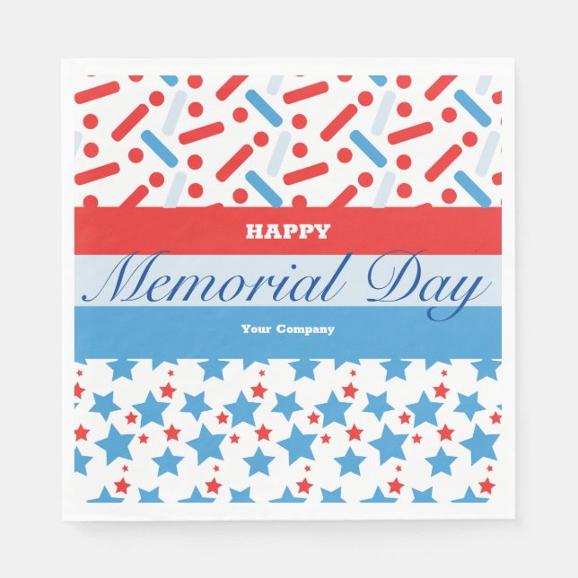 Red Stars Sprinkles Memorial Day Event Party Napkin (Front)