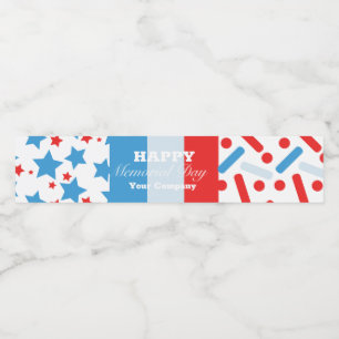 Red Stars Sprinkles Memorial Day Event Party Water Bottle Label
