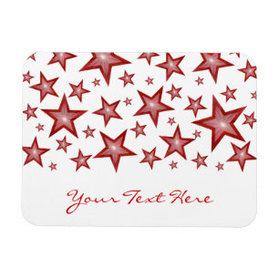 Red Stars 'Your Text' flexible magnet white