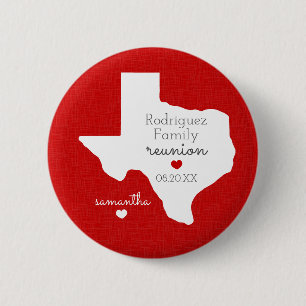 Red State of Texas Family Reunion 2 Inch Round Button