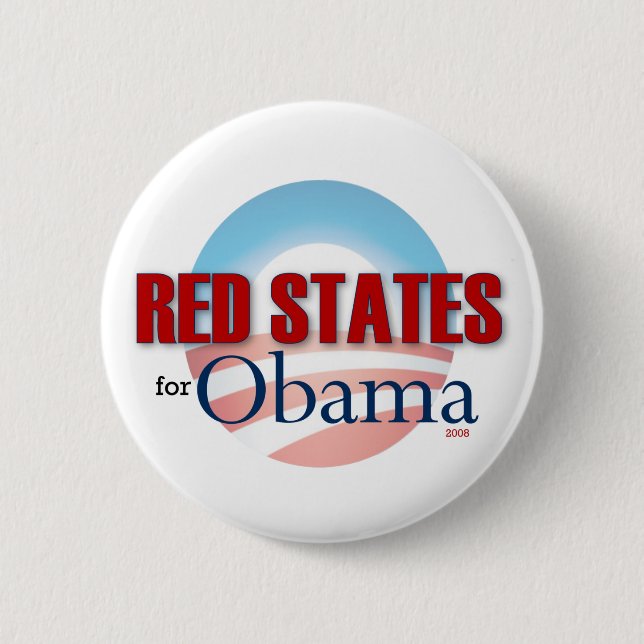 Red States for Obama 2 Inch Round Button (Front)