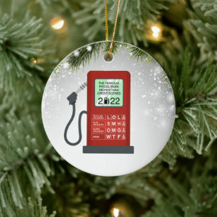 Red Station Gas Prices Higher Than Credit Scores Ceramic Ornament