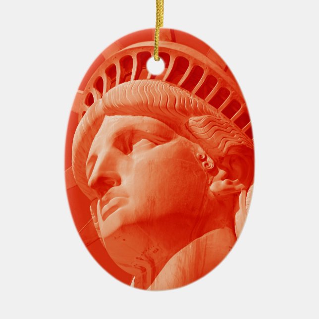 Red Statue of Liberty Ceramic Ornament (Front)