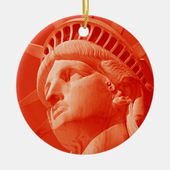 Red Statue of Liberty Ceramic Ornament (Front)