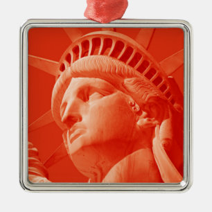 Red Statue of Liberty Metal Ornament