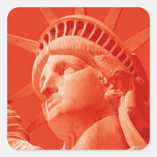 Red Statue of Liberty Square Sticker
