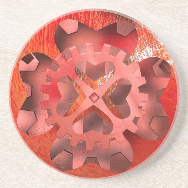 red  steampunk clockwork coaster (Front)