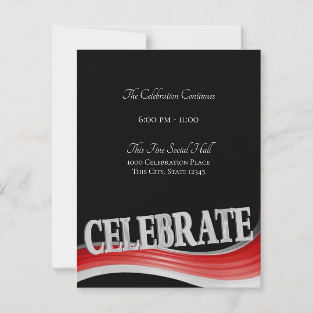 Red Steel Wave Celebration Reception Card (Front)