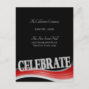 Red Steel Wave Celebration Reception Card