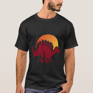 Red Stegosaurus Sunset Silhouette  T-Shirt