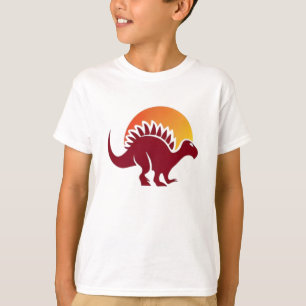 Red Stegosaurus Sunset Silhouette T-Shirt