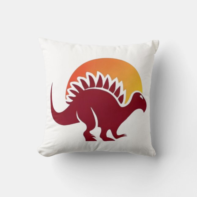 Red Stegosaurus Sunset Silhouette  Throw Pillow (Front)