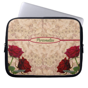 Red Stem Roses Romantic Personalize Laptop Sleeve