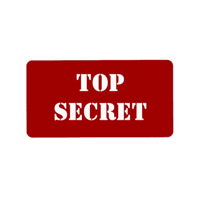 Red Stencil Top Secret Label (Front)