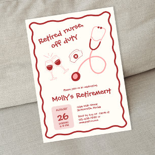 Red Stethoscope Nurse Retirement Party Invitation