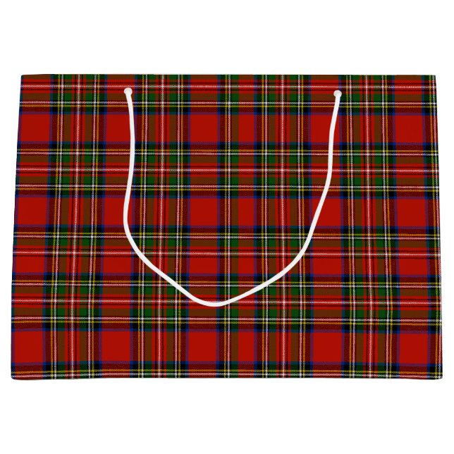 Red Stewart Plaid Large Gift Bag (Front)