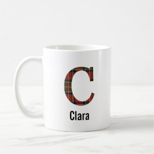 Red Stewart Plaid Monogram C Mug