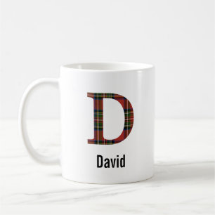 Red Stewart Plaid Monogram D Mug